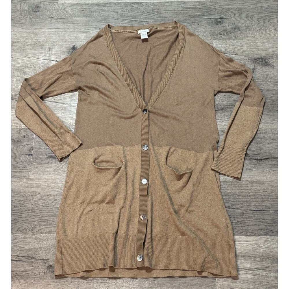 Sundance L Wool Blend Duster Long Cardigan Sweater Brown Buttons READ